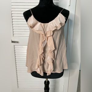 Pink flirty ruffle top.
